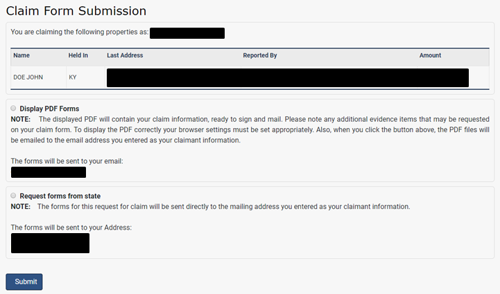 claim form search site property unclaimed